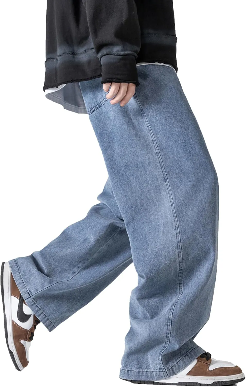 DOSLAVIDA Men's Hip Hop Jean Joggers Loose Fit Streetwear Biker Baggy Jeans Pants Stylish Printed Cargo Denim Pants