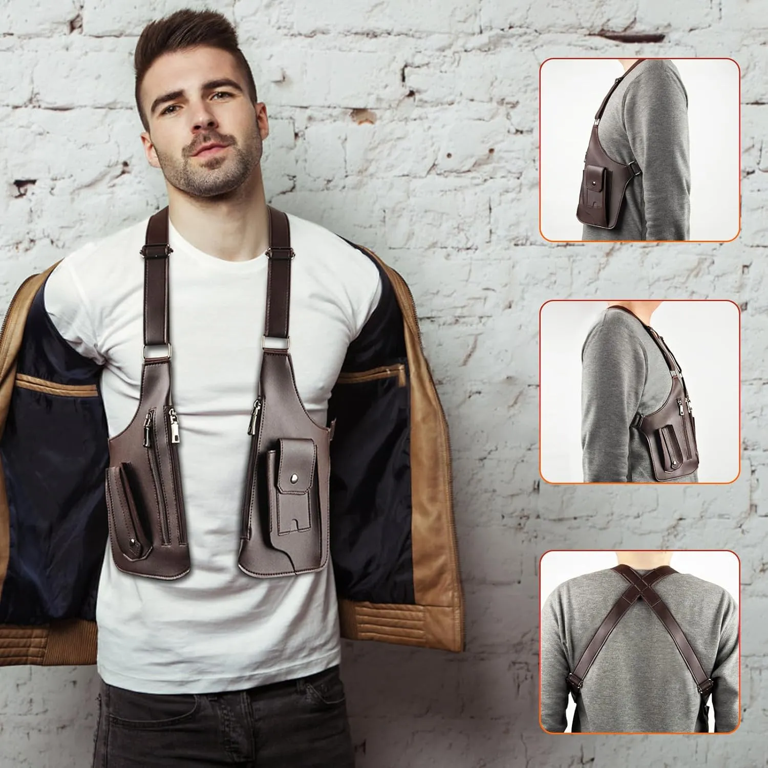 Double Shoulder Armpit Bag for Men, Anti-Theft Hidden Adjustable Strap Holster, Water Resistant Crossbody Pack
