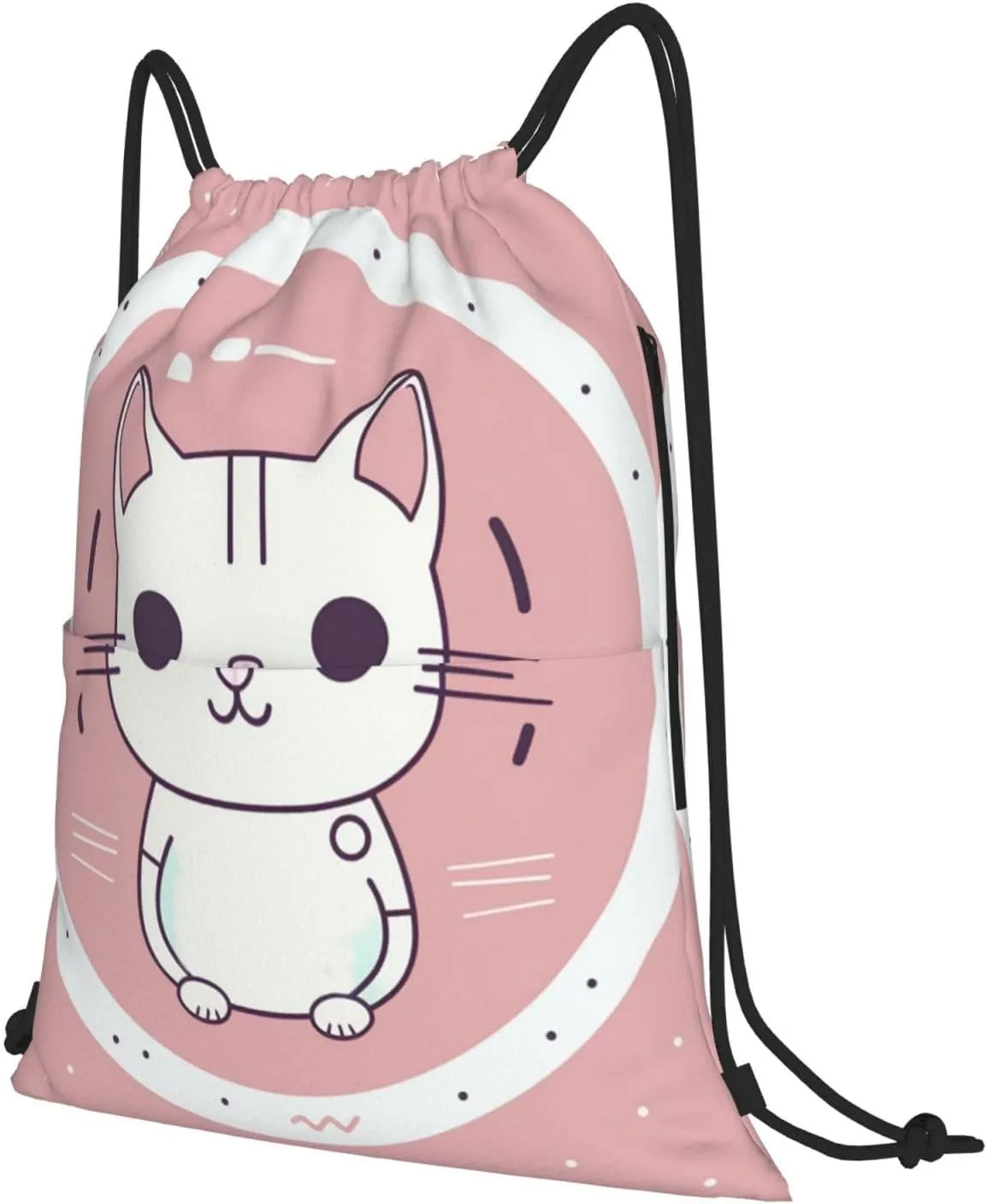 Drawstring Backpack Gym Bag Cinch Bag Draw String Back Bag Cat in the Circle Drawstring Bags for Travel