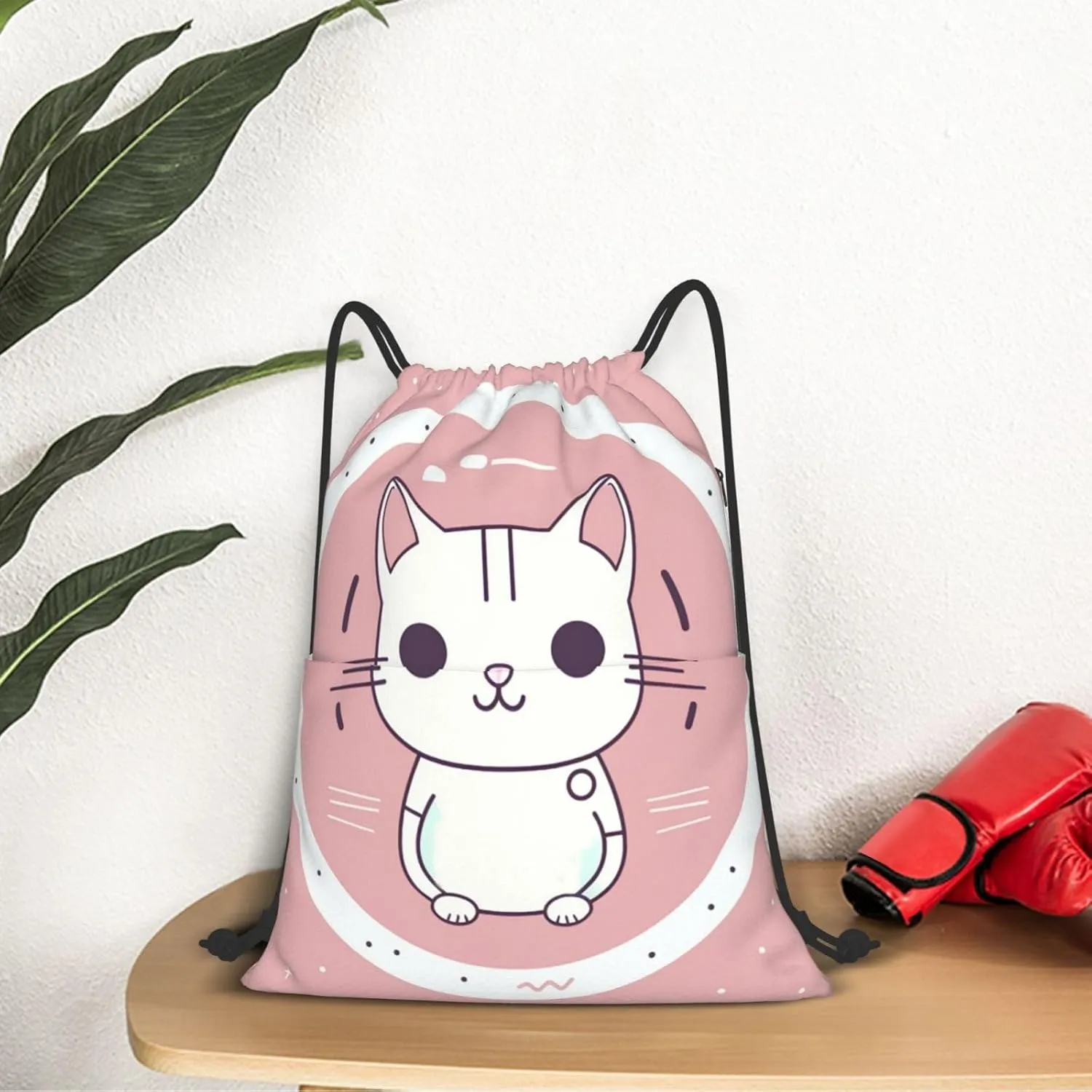 Drawstring Backpack Gym Bag Cinch Bag Draw String Back Bag Cat in the Circle Drawstring Bags for Travel