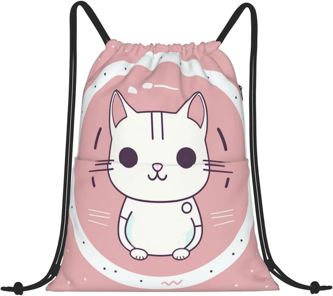 Drawstring Backpack Gym Bag Cinch Bag Draw String Back Bag Cat in the Circle Drawstring Bags for Travel