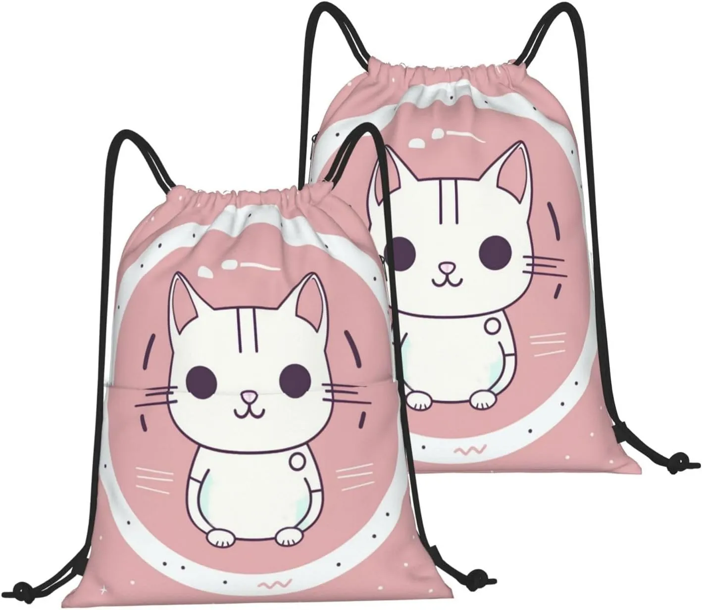 Drawstring Backpack Gym Bag Cinch Bag Draw String Back Bag Cat in the Circle Drawstring Bags for Travel