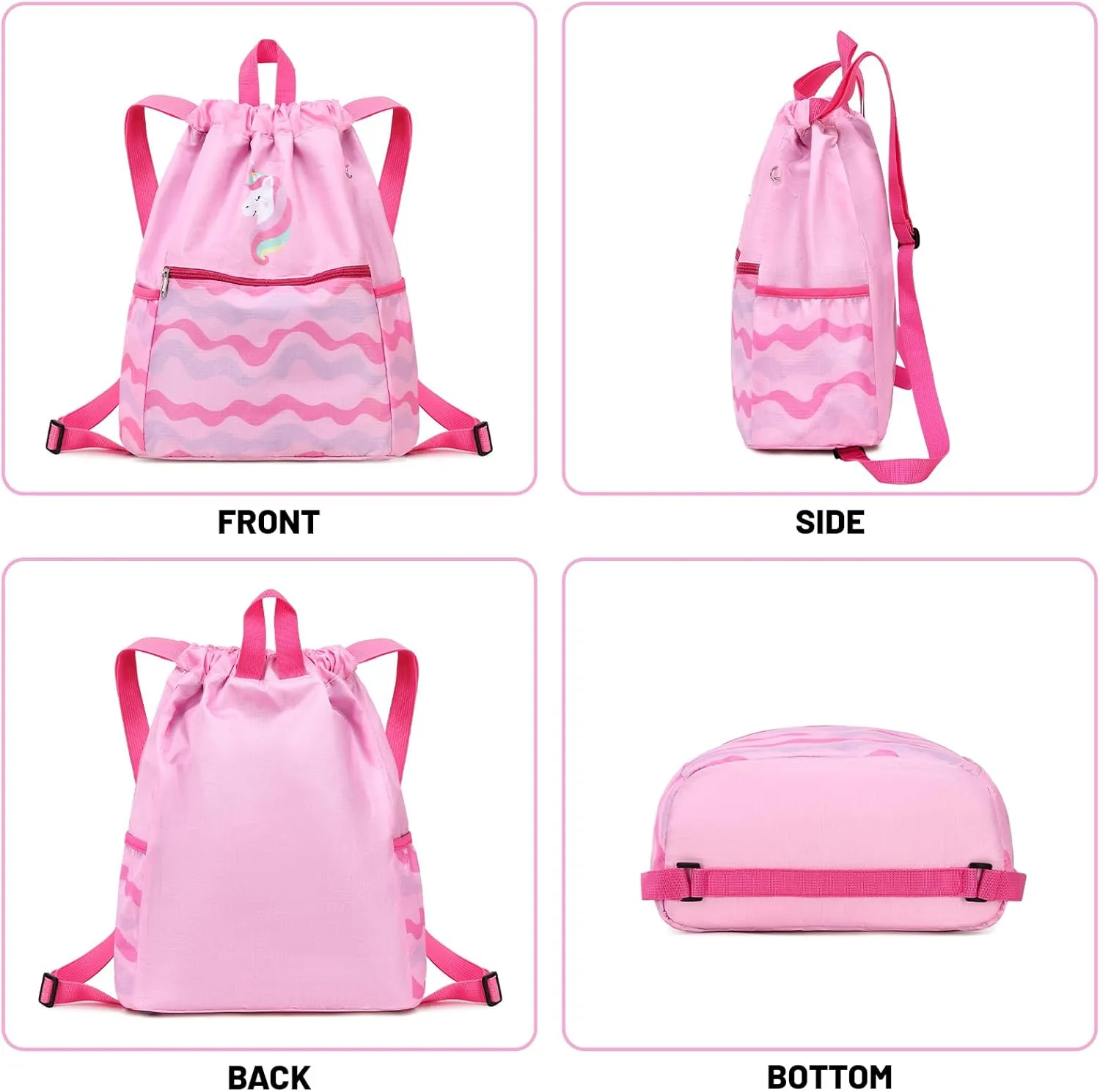 Drawstring Backpack Gym String Bag Drawstring Sackpack Sport Cinch Bag For Womens Girls Mens Alpaca Blue Pink