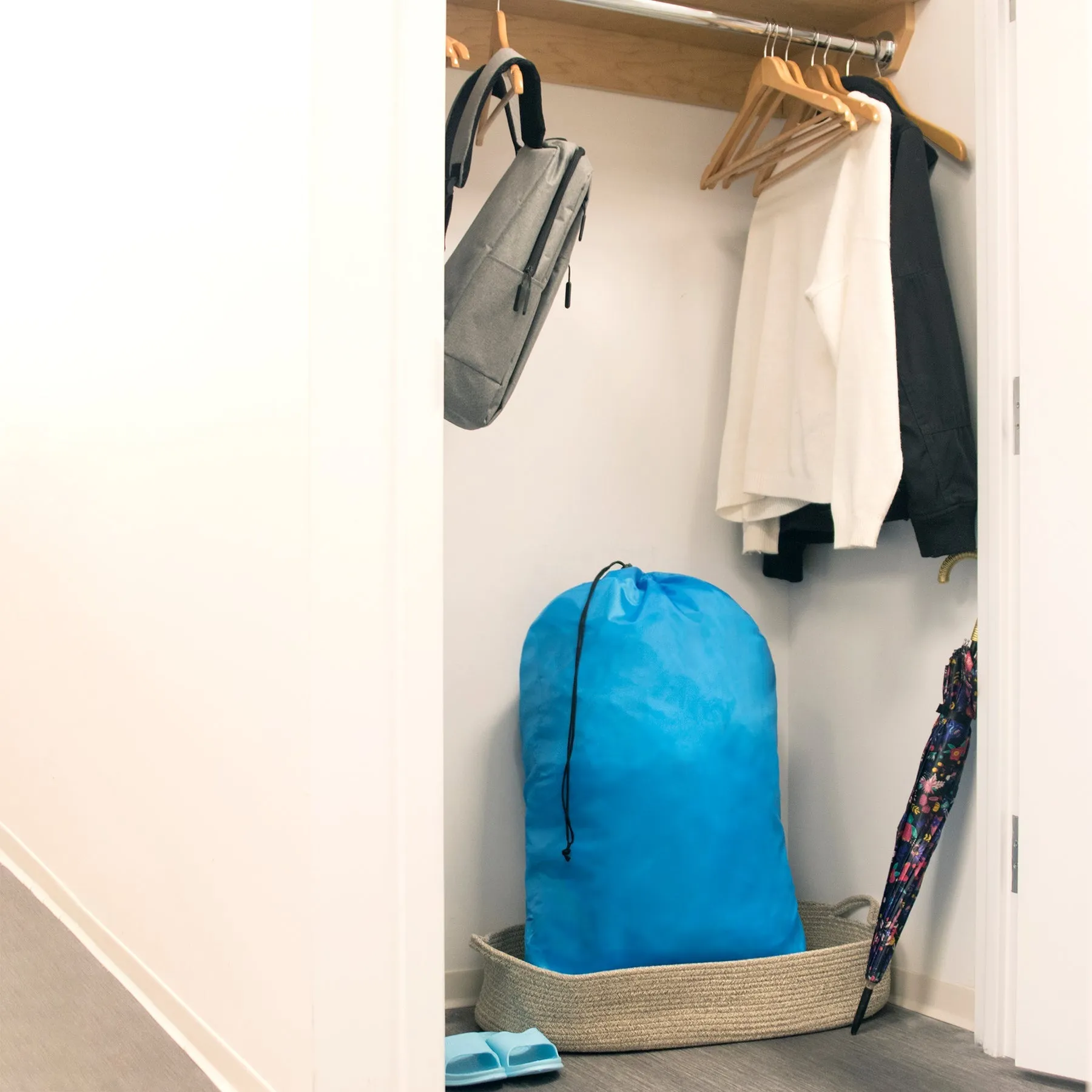 Drawstring Laundry Bag 2-Pack - Blue Wholesale