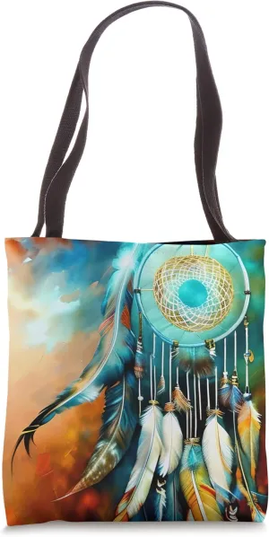 Dreamcatcher Lovely Watercolor Native Art Feathers Tote Bag