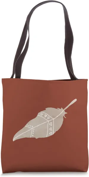 Earth Brown Boho-Chic Boho Feather Design Pastel Tote Bag