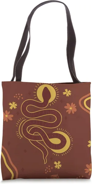 Earth Brown Boho-Chic Floral Tote Bag