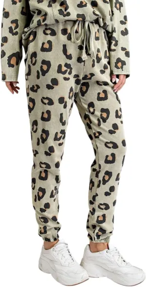Easel Aspen Mineral Wash Animal Print Joggers