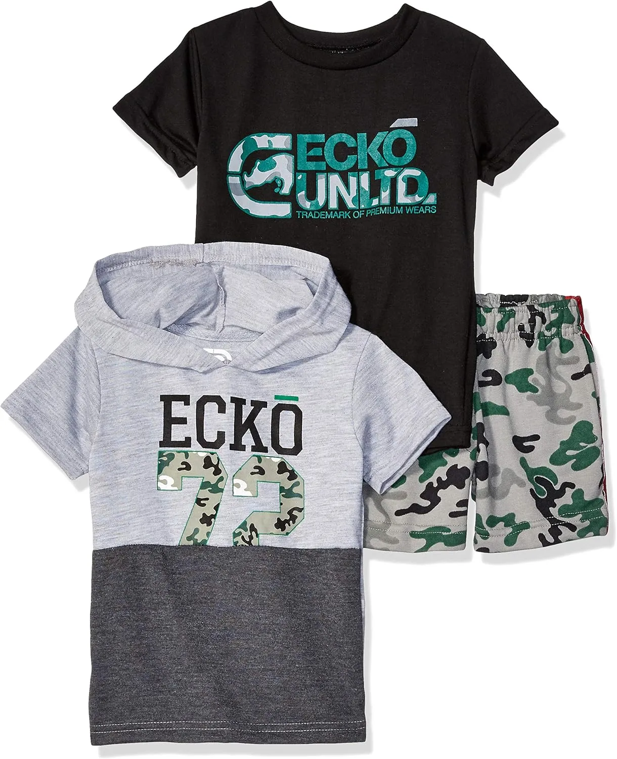 Ecko Unltd boys Short Sleeve T-shirt, Hooded T-shirt, and Short Set