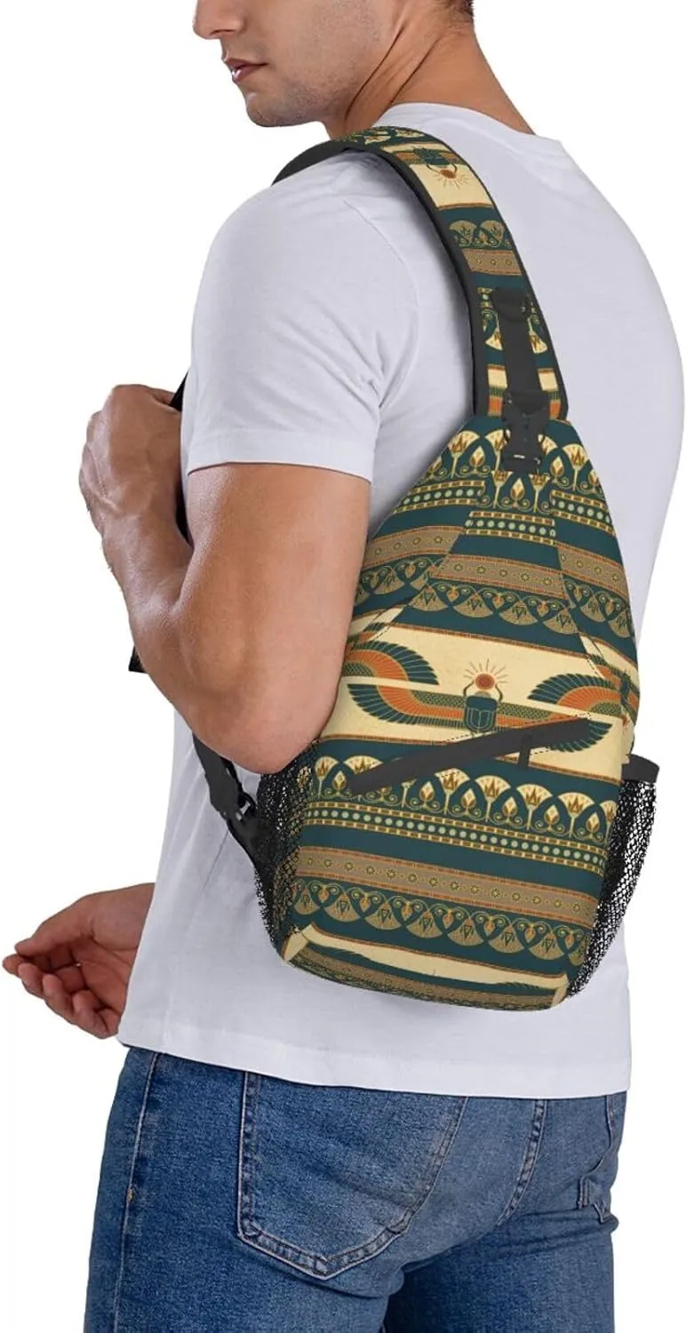 Egyptian Sling Backpack Chest Bag Crossbody Shoulder Bag Gym Cycling Travel Hiking Daypack For Men Women