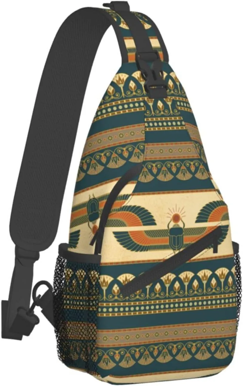 Egyptian Sling Backpack Chest Bag Crossbody Shoulder Bag Gym Cycling Travel Hiking Daypack For Men Women
