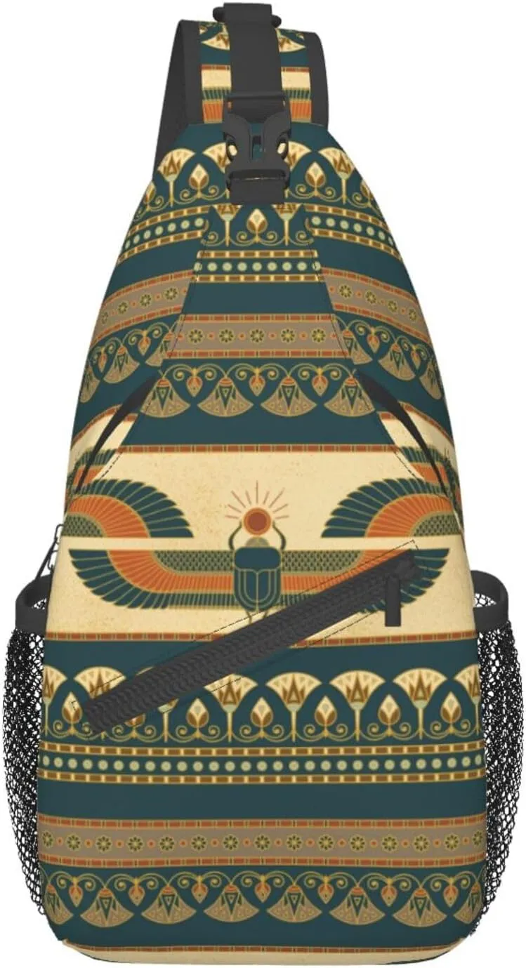 Egyptian Sling Backpack Chest Bag Crossbody Shoulder Bag Gym Cycling Travel Hiking Daypack For Men Women