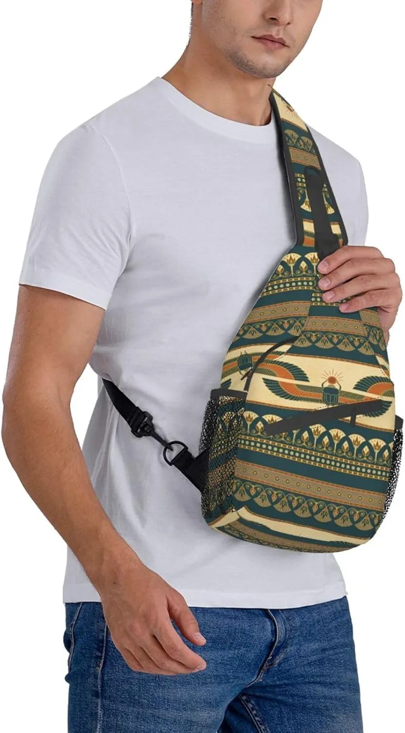 Egyptian Sling Backpack Chest Bag Crossbody Shoulder Bag Gym Cycling Travel Hiking Daypack For Men Women