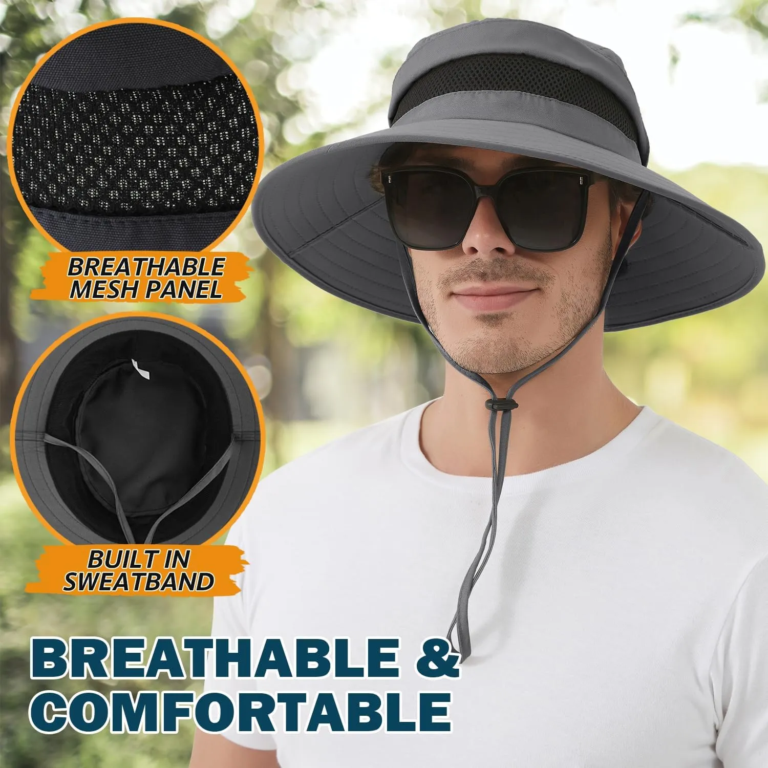 EINSKEY Waterproof Sun Hat for Men Women, UPF 50  UV Protection Wide Brim Packable Hat for Fishing Hiking Garden Safari Beach