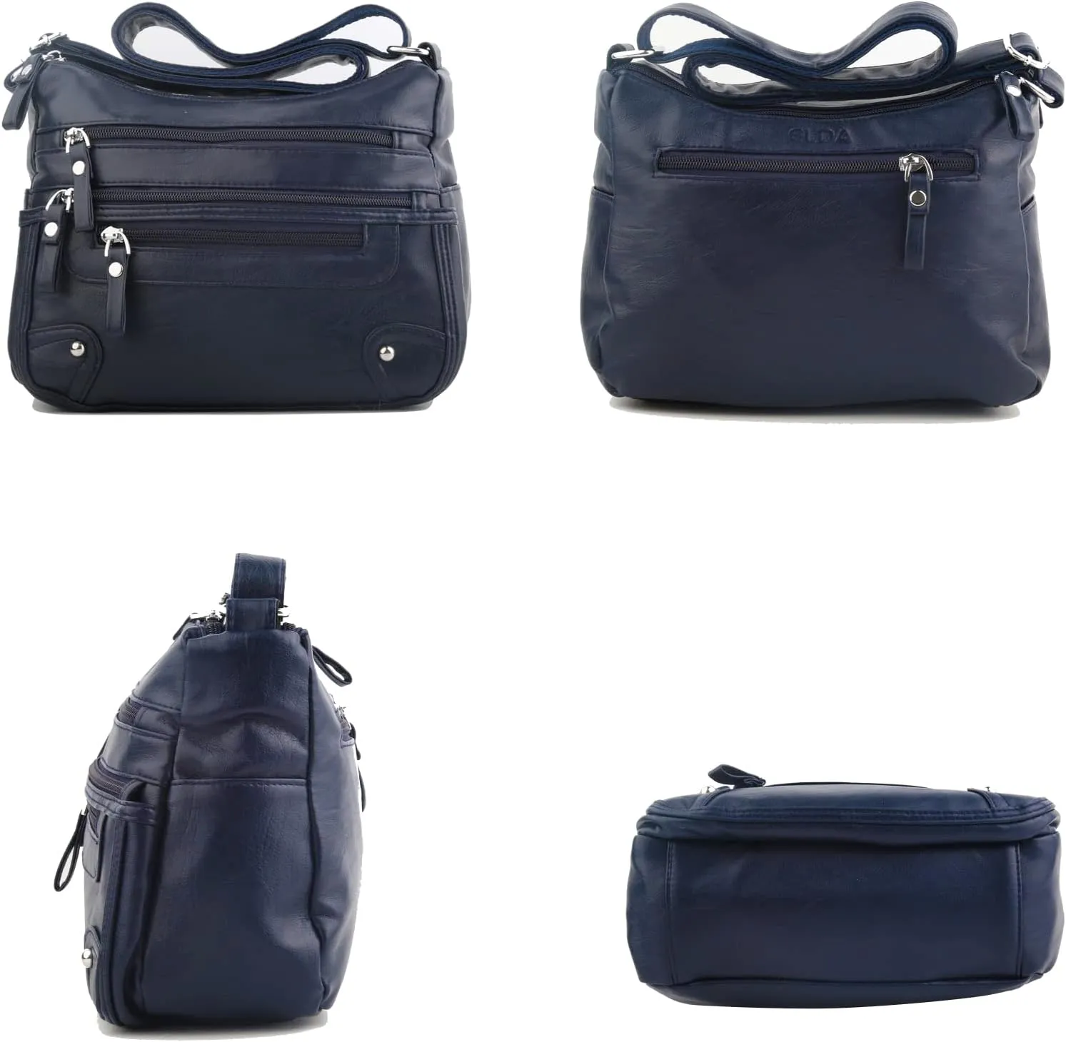 ELDA 10 Pockets Crossbody Purses for Women Medium Pocketbooks Lightweight Ladies Satchel Bag Multi Pocket Shoulder Handbag