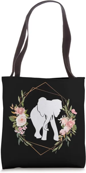 Elephant Asian African Wild Wildlife Mammal Trunk Tusk Black Tote Bag