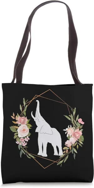 Elephant Asian African Wild Wildlife Mammal Trunk Tusk Black Tote Bag