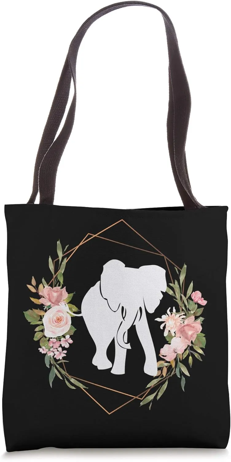 Elephant Asian African Wild Wildlife Mammal Trunk Tusk Black Tote Bag