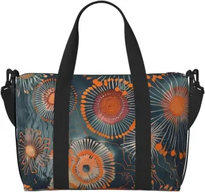 embroidered print Travel Duffel Bag, Sports Tote Gym Bag, Swim Pool Bag Large Shoulder Tote Bag for Beach Weekender