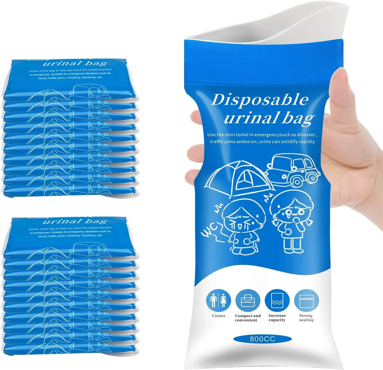 Emergency Portable Urine Bag, 6/10/20 Pack Travel Urinal Bag, Unisex Urinal Bag, Disposable Urine Bag Suitable for Camping, Travel, Traffic Jams, Pregnant Women, Children, Patients