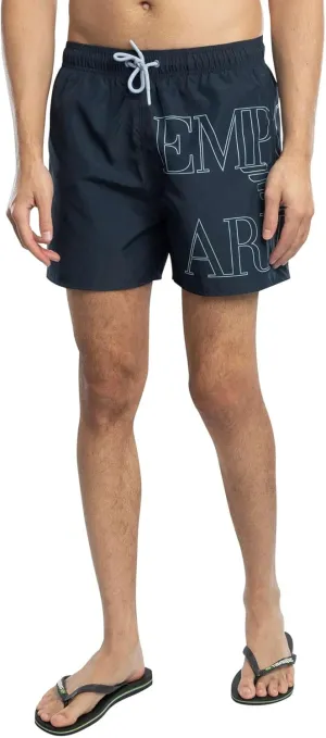Emporio Armani Men's Solid Bold Logo 4" Swim Trunk, Armani BLU, M