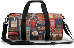 England Symbols Gym Bag for Men Women Water Resistant Duffle Bag Travel Lightweight Bag for Travel Sports