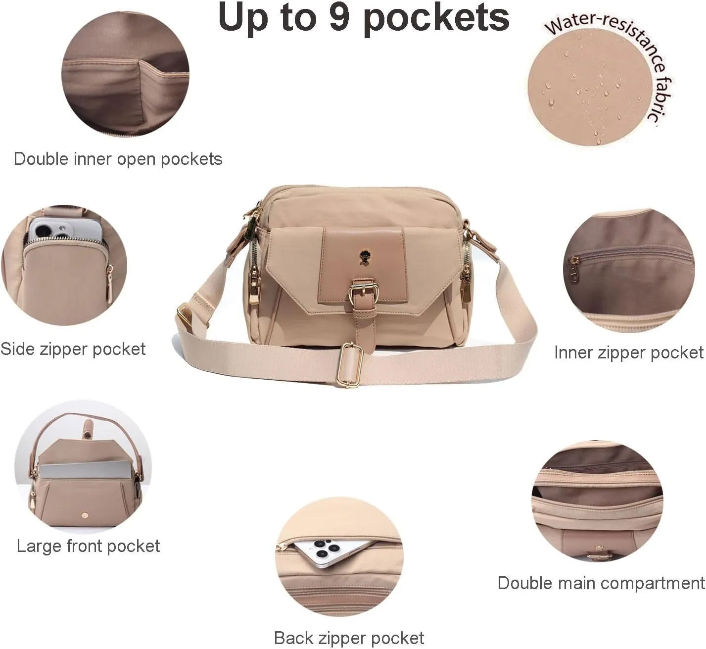 ESVAN Crossbody Bags for Women, Fashion Purses for Women Handbags Shoulder Bag with 2 Detachable Strap