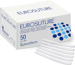 EUROSUTURE - Skin Closure 1/4 x 1 1/2 inches Sterile Suture Strips, Dynamic Adherence and Superior Security for Wounds – 50 Pouches of 6 Strips Each (300 Strips per Box) - Made in Italy