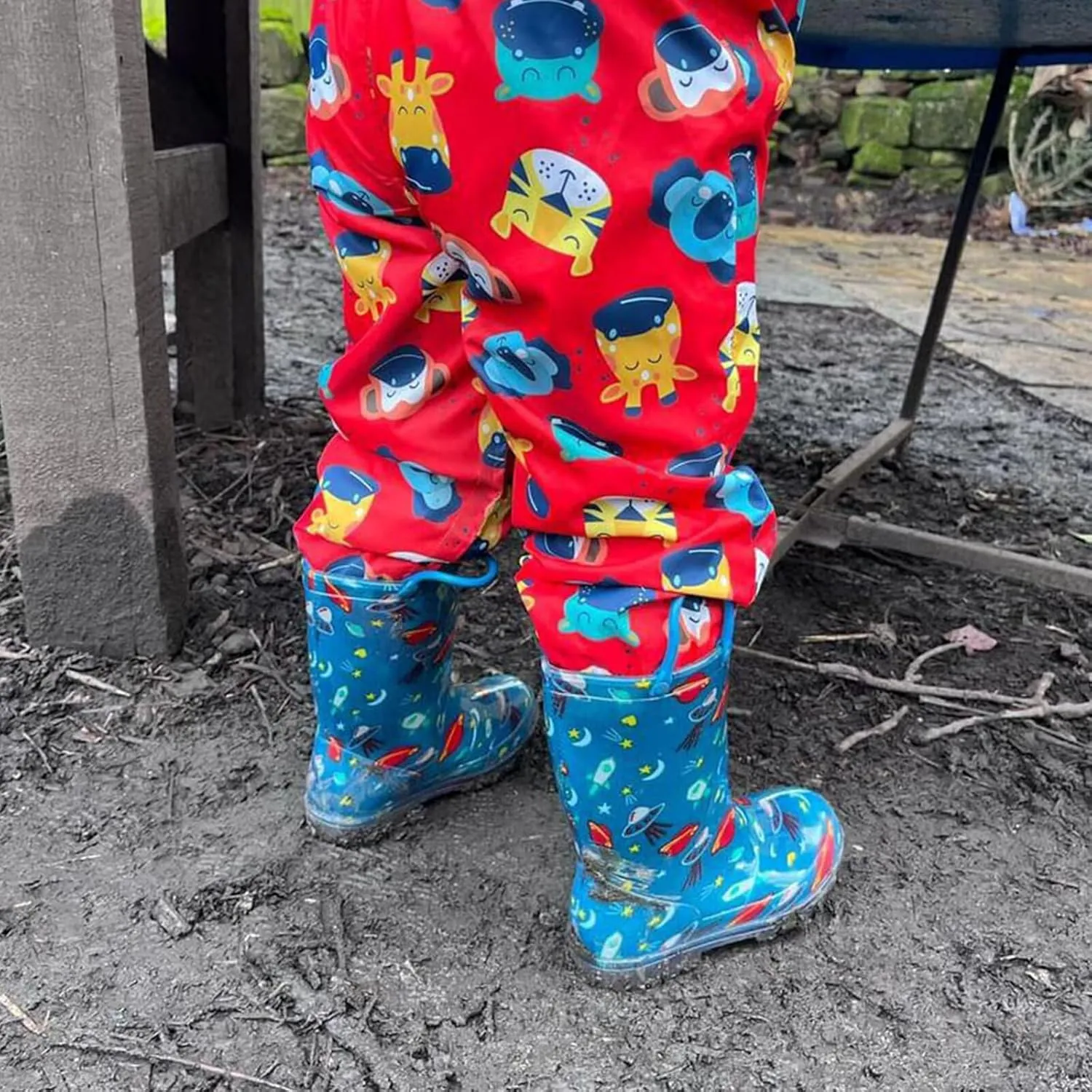 EUXTERPA Toddler Kids Waterproof Light Up Rain Boots Patterns and Glitter Boots with Handles for Boys Girls