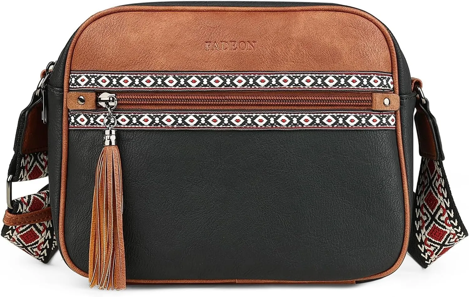 FADEON Crossbody Bags for Women Designer Vegan Leather Crossbody Purse Multi-pocket Medium Shoulder Bag with Card Slots