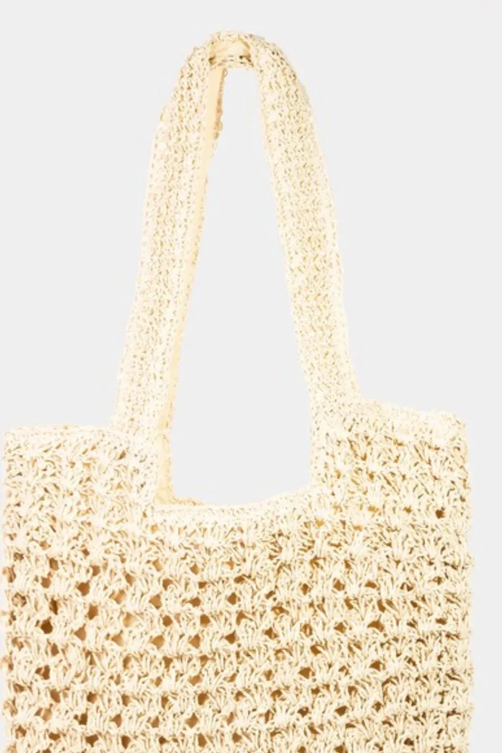 Fame Intricate Straw Knit Tote Bag