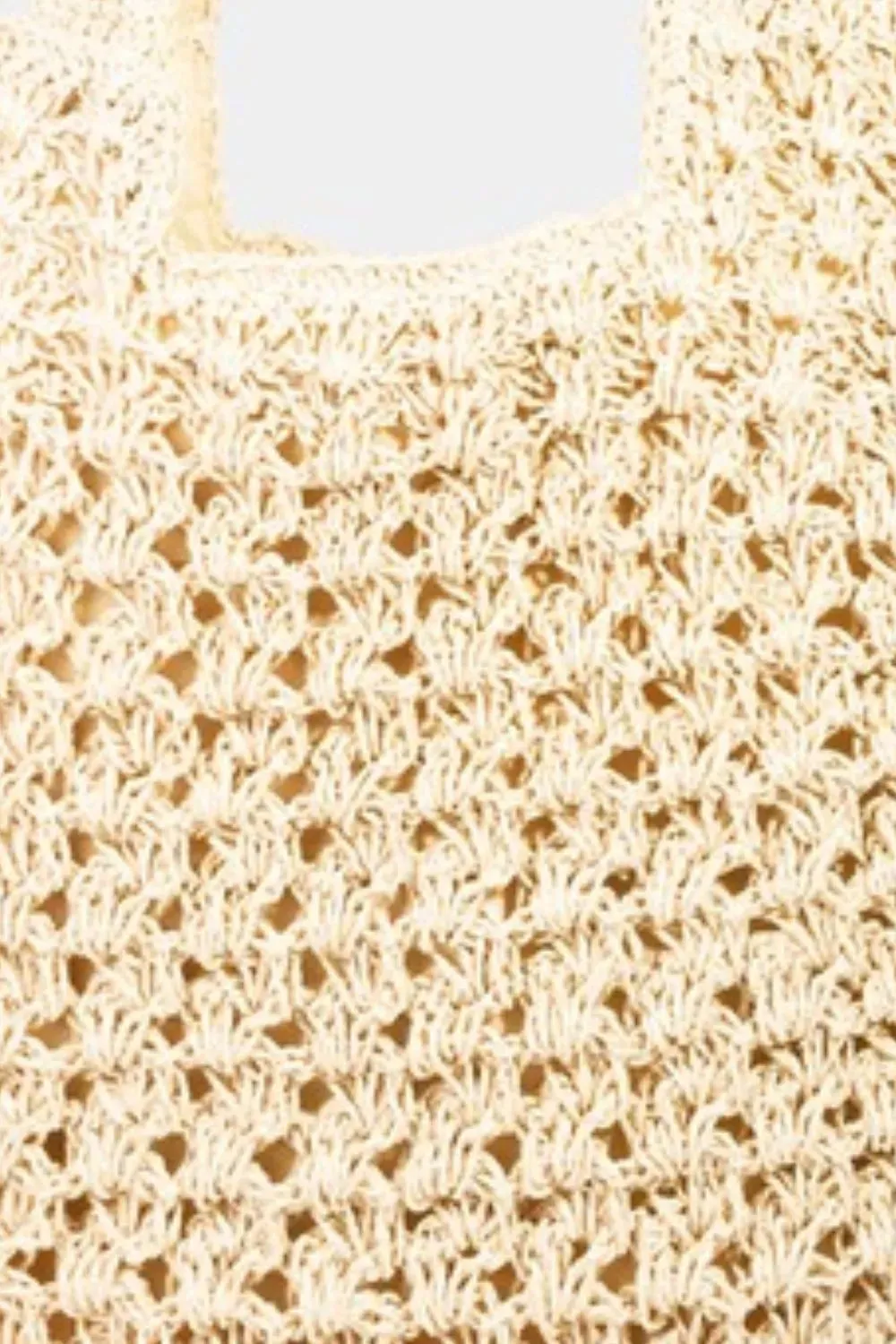 Fame Intricate Straw Knit Tote Bag