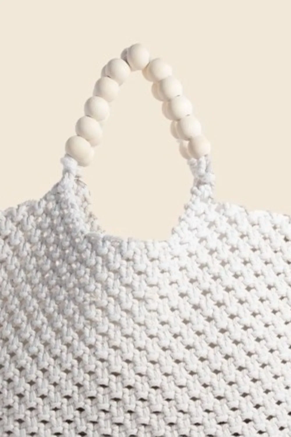 Fame Wooden Beaded Handle Braided Tote Bag