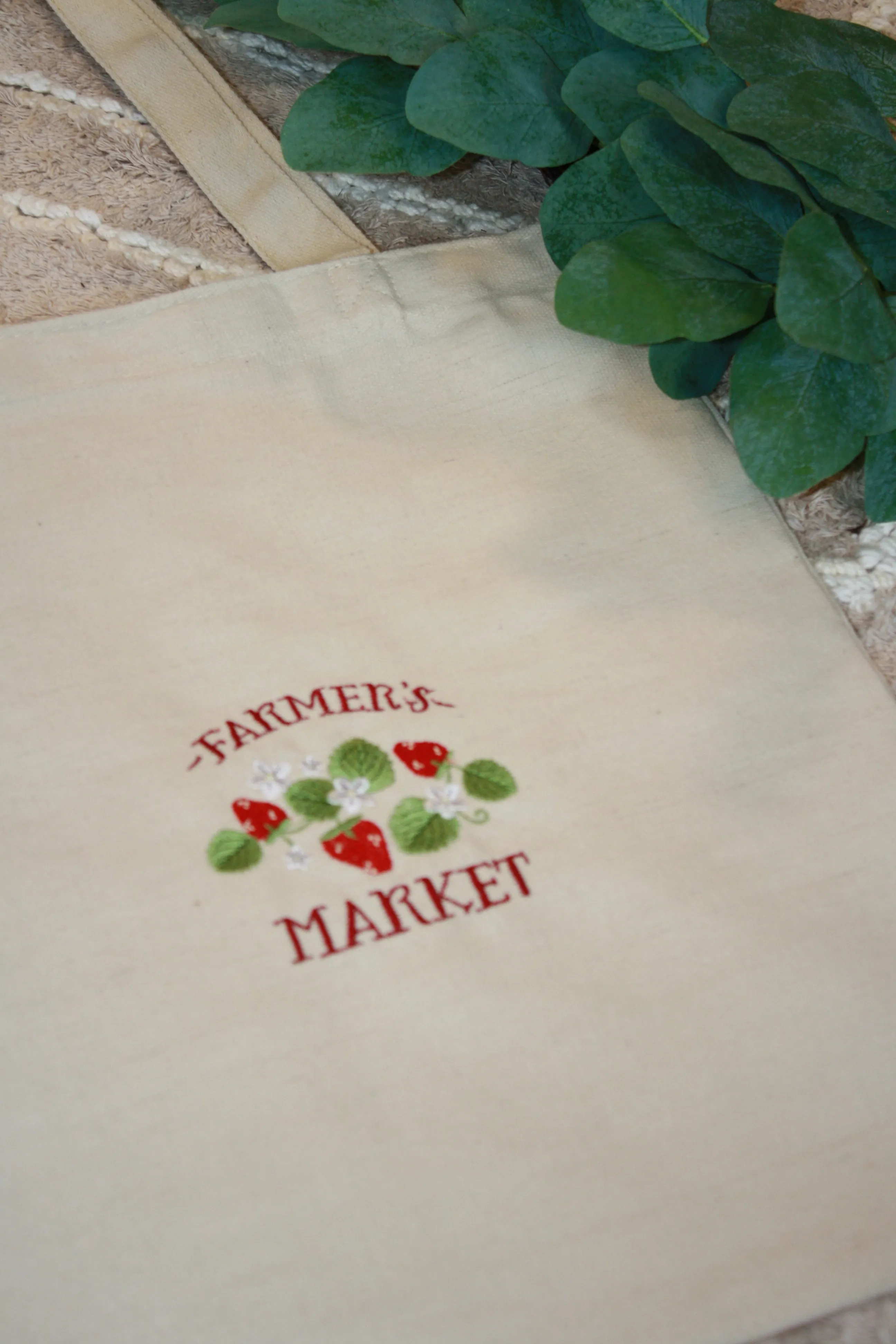 Farmer's Market Embroidered Canvas Tote – Eco-Friendly & Stylish