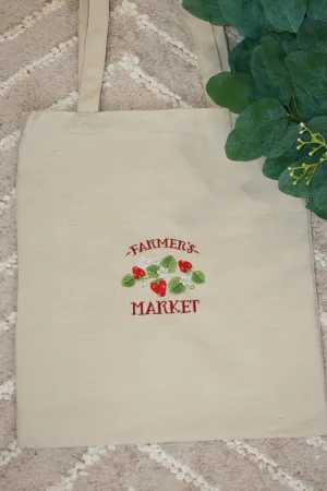 Farmer's Market Embroidered Canvas Tote – Eco-Friendly & Stylish