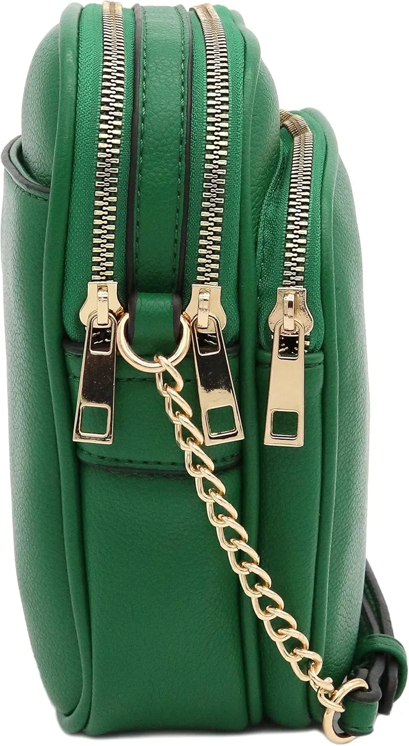 FashionPuzzle Multi Pocket PU Leather Casual Medium Crossbody Bag with Adjustable Strap