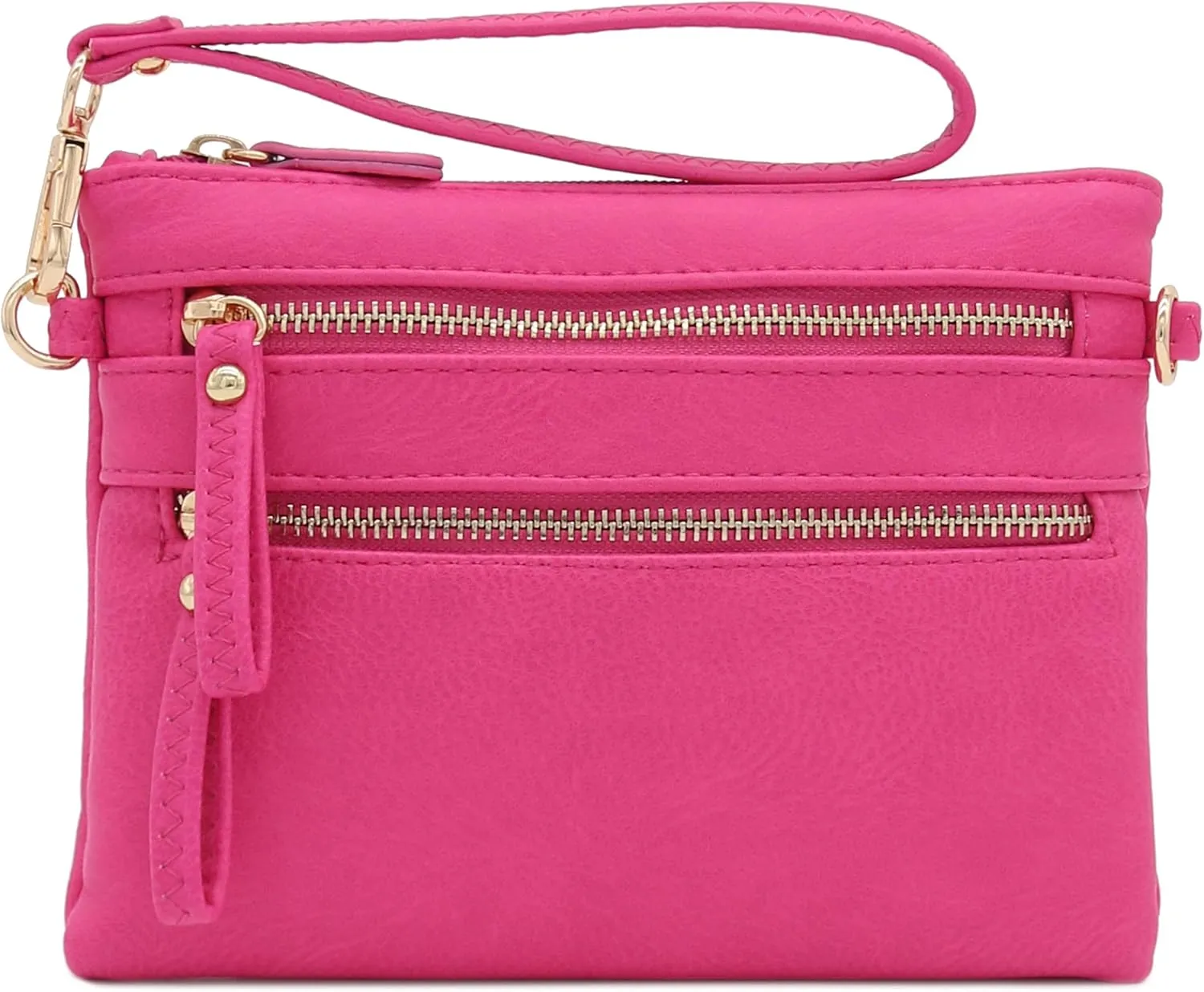 FashionPuzzle Multi Zipper Pocket Small Wristlet Crossbody Bag