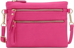 FashionPuzzle Multi Zipper Pocket Small Wristlet Crossbody Bag