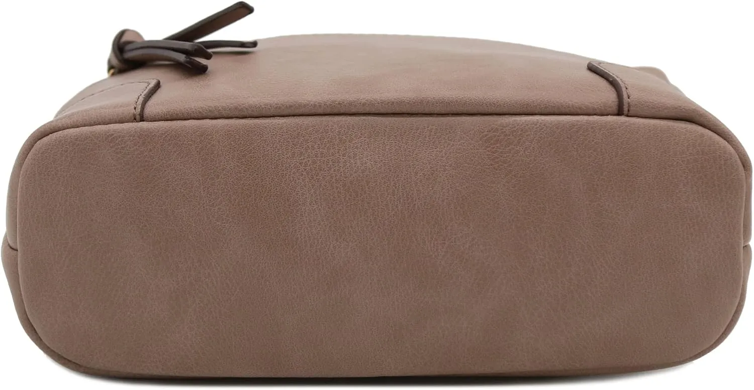 FashionPuzzle Triple Zipper Pocket Medium Crossbody Bag