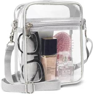Fibrdoo Clear Crossbody Purse Bag, Clear Bag Stadium Approved with Front Pocket for Concerts Sports Festivals