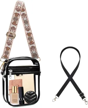Fibrdoo Clear Crossbody Purse Bag, Clear Bag Stadium Approved with Front Pocket for Concerts Sports Festivals