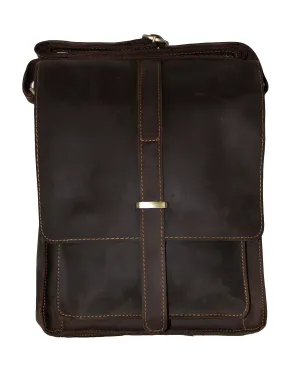 Fino GSX-017B Unisex Slim Full Grain Crazy Horse Waxed Genuine Leather Bag