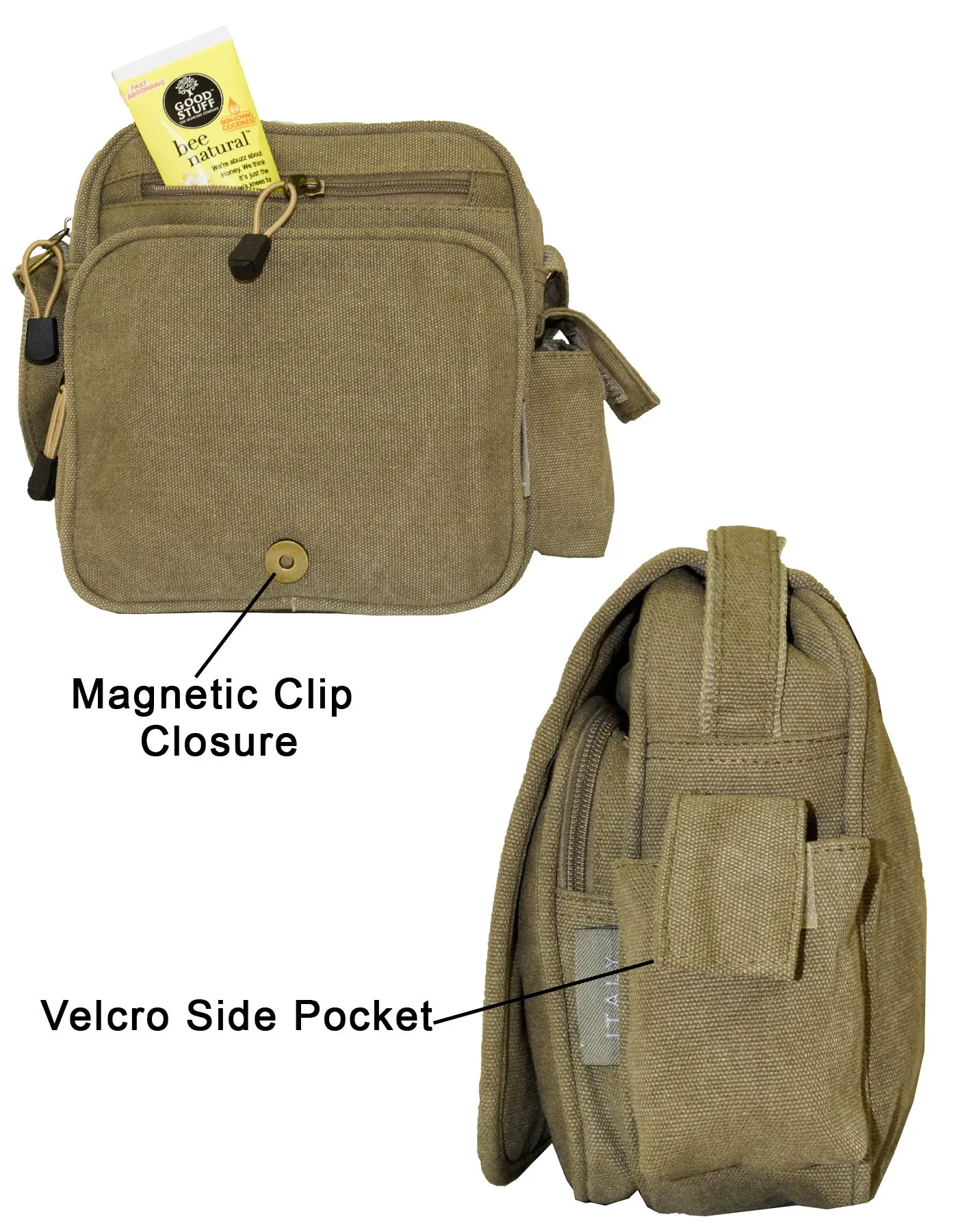 Fino SK-1031 Unisex Multi Pocket Compartment Canvas Crossbody/ Sling Bag