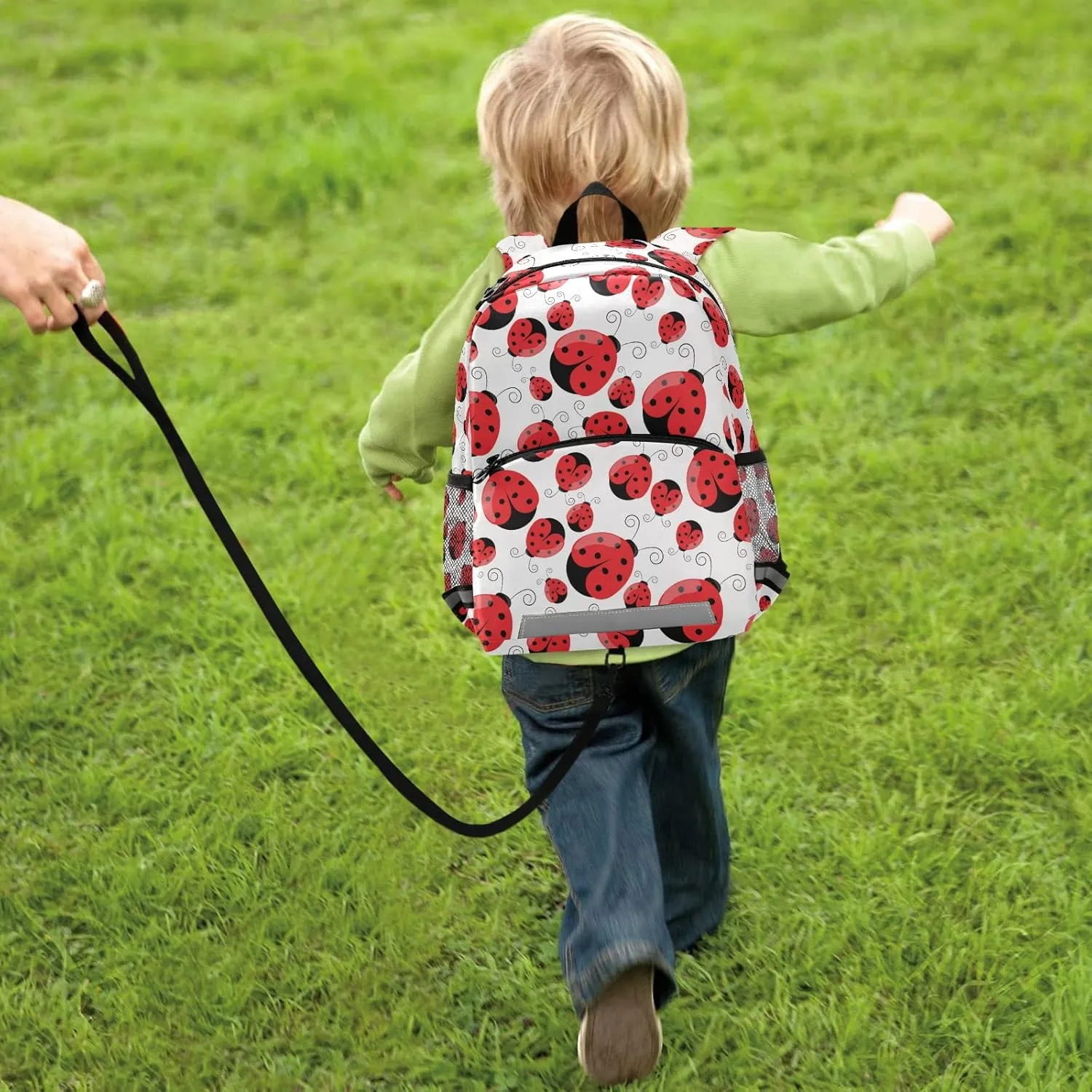 Fisyme Ladybug Ladybird Backpack Schoolbag Kids Daypack Toddler Travel School Bag Small Mini Backpacks for Kindergarten Preschool Nursery Children Boy Girls with Chest Strap