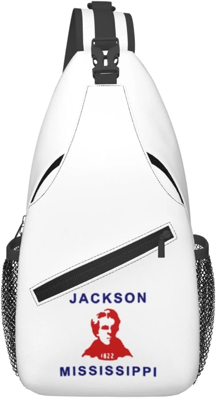 Flag Of Jackson, Mississippi (1978-1993) Crossbody Bags For Women Men Chest Backpack Gym Shoulder Bag Travel Outdoor Sports Casual Crossbody Bags