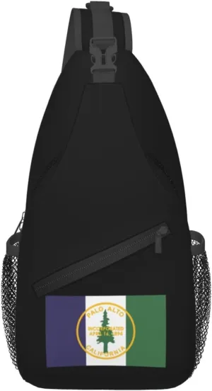 Flag Of Palo Alto, California Crossbody Bags For Women Men Chest Backpack Gym Shoulder Bag Travel Outdoor Sports Casual Crossbody Bags