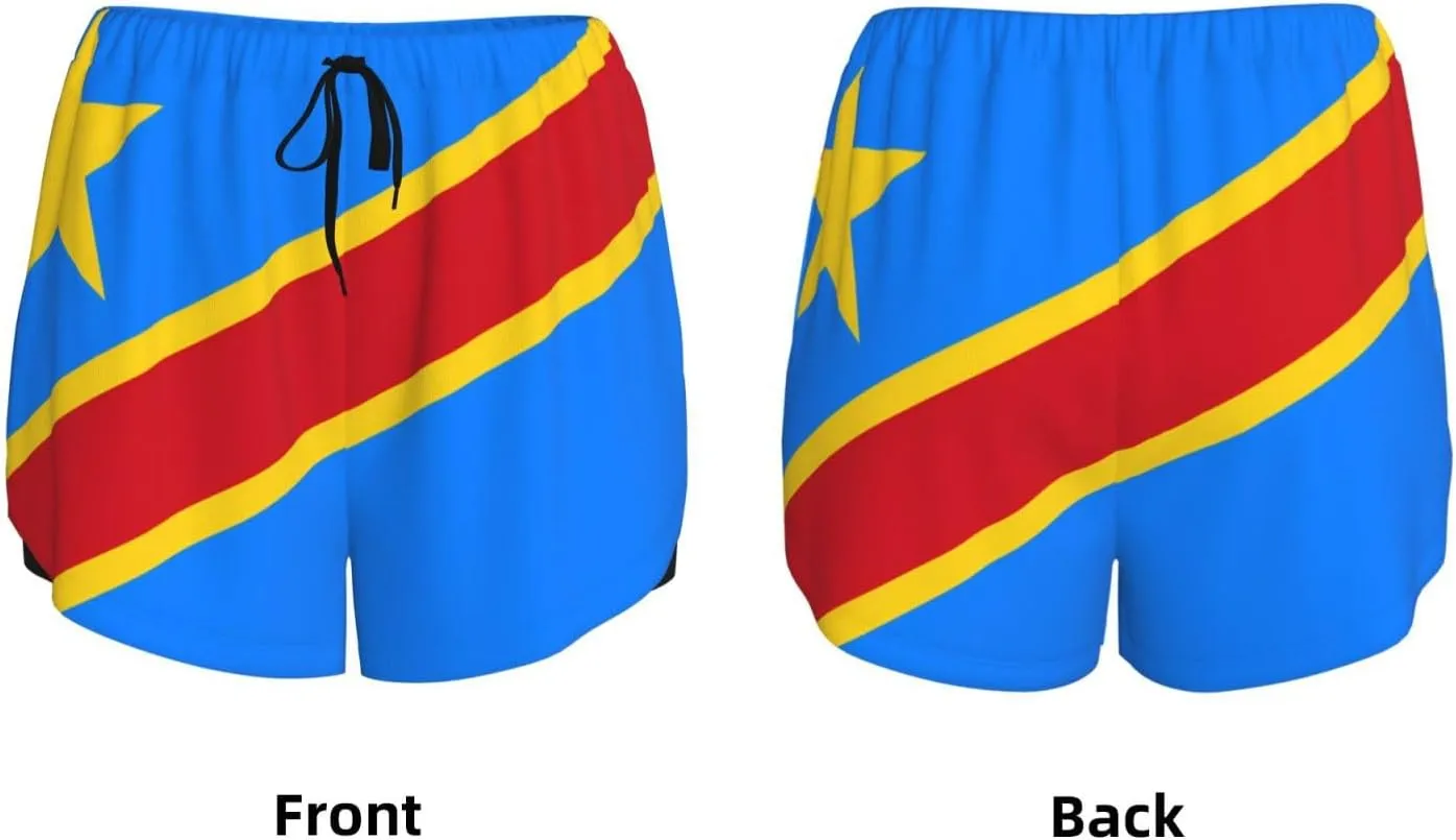 Flag of The Congo Graphic Summer Sports Shorts - Great for Running, Gym and Yoga