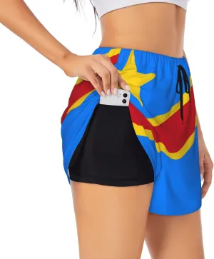 Flag of The Congo Graphic Summer Sports Shorts - Great for Running, Gym and Yoga
