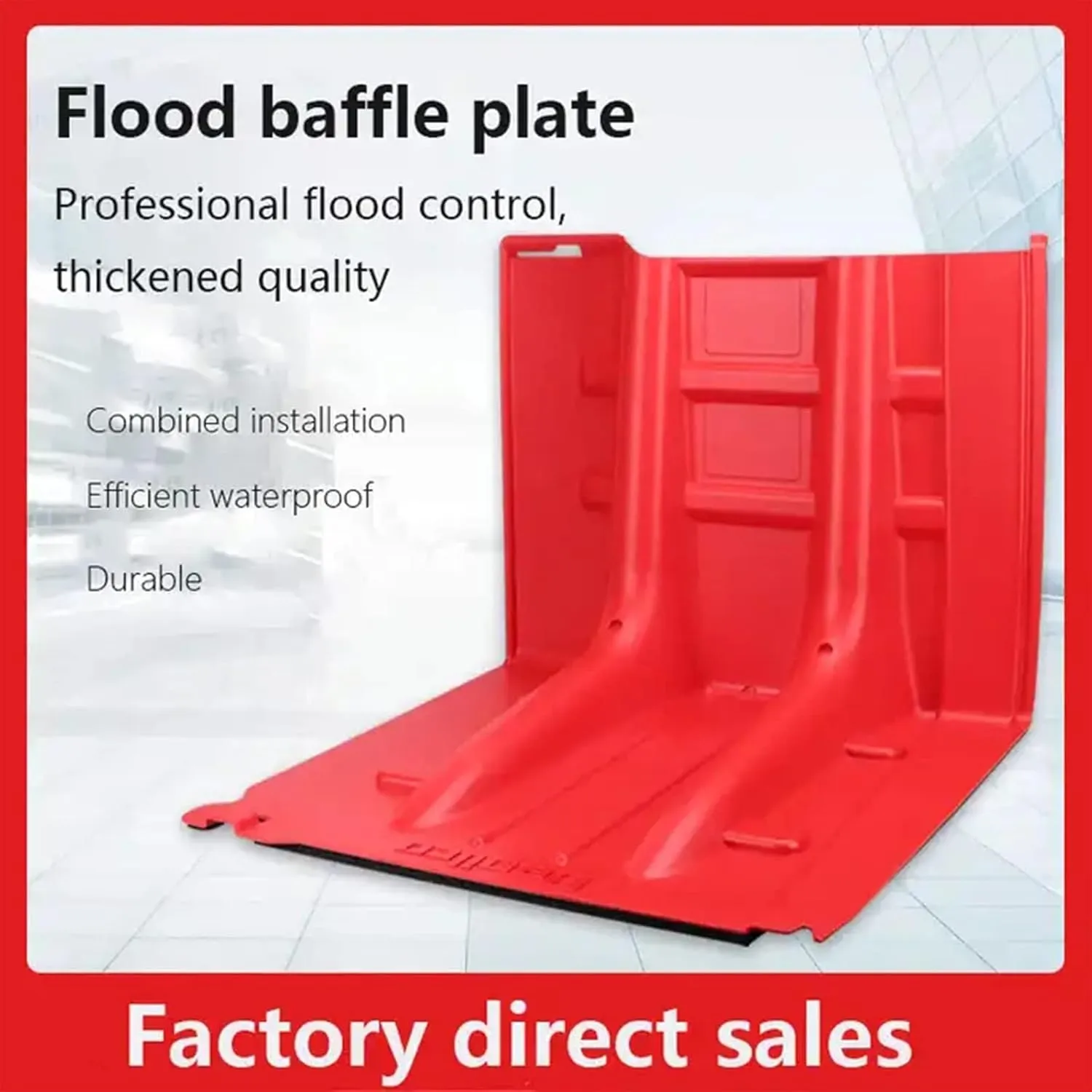 Flood Protection Barrier,ABS L-Type Flood Control Box Wall Removable Flood Plate Bring 3 Flood Bags for Emergency Flood Control(Red 6pcs)