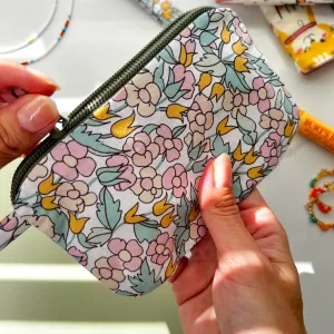 Floral Coin Purse, Handmade Zipper Pouch, Cute Purse